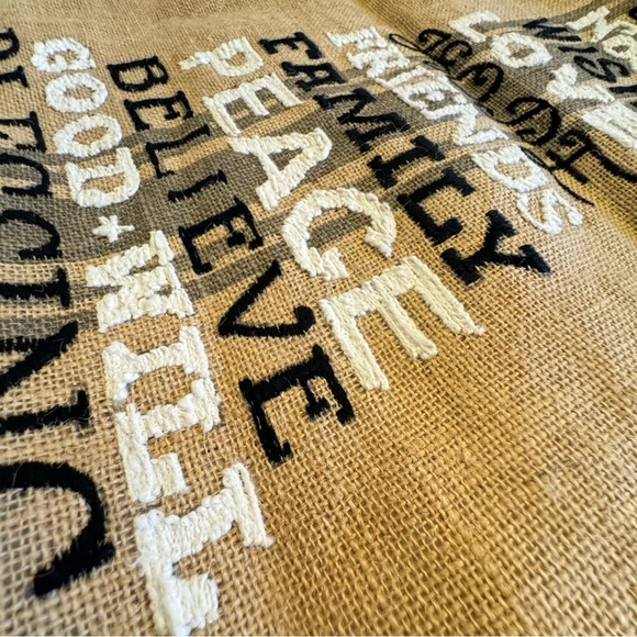 Holiday Burlap Style Table Runner Christmas Tree Love Faith Noel 14.5"x75" - Picture 8 of 11